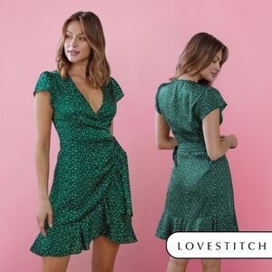 Lovestitch Green Polka Dot Wrap Dress